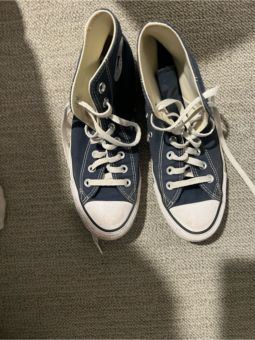 Navy High-Top Canvas Sneakers - Classic Lace-Up